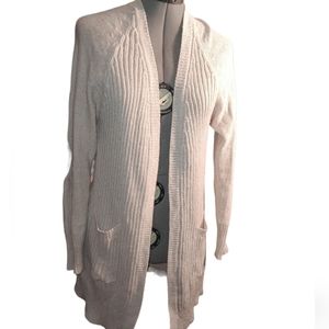 Alya Women's Long Beige Cardigan Open Front Long Sleeve Size S